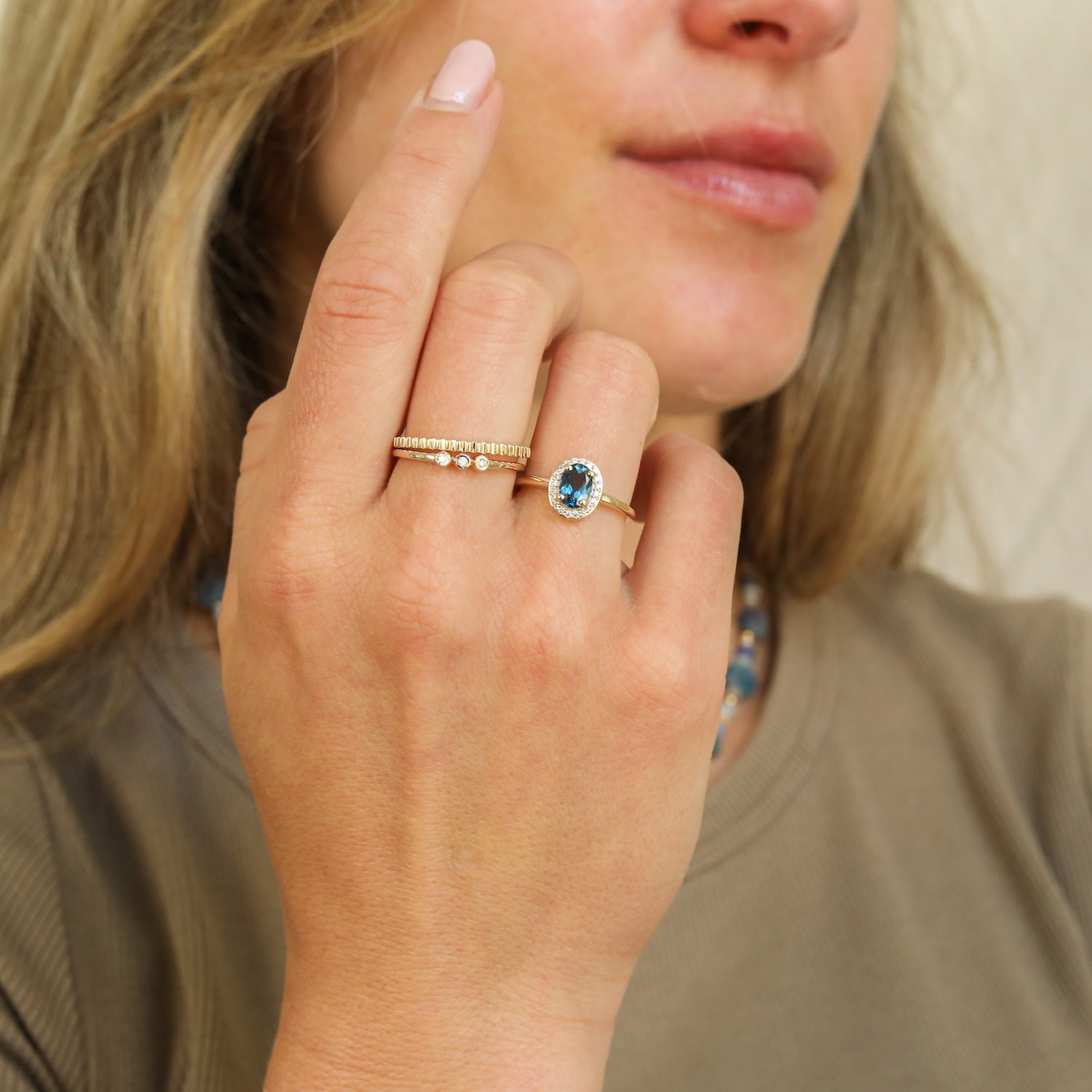 Dina London Blue Topaz Diamond ring | 9K